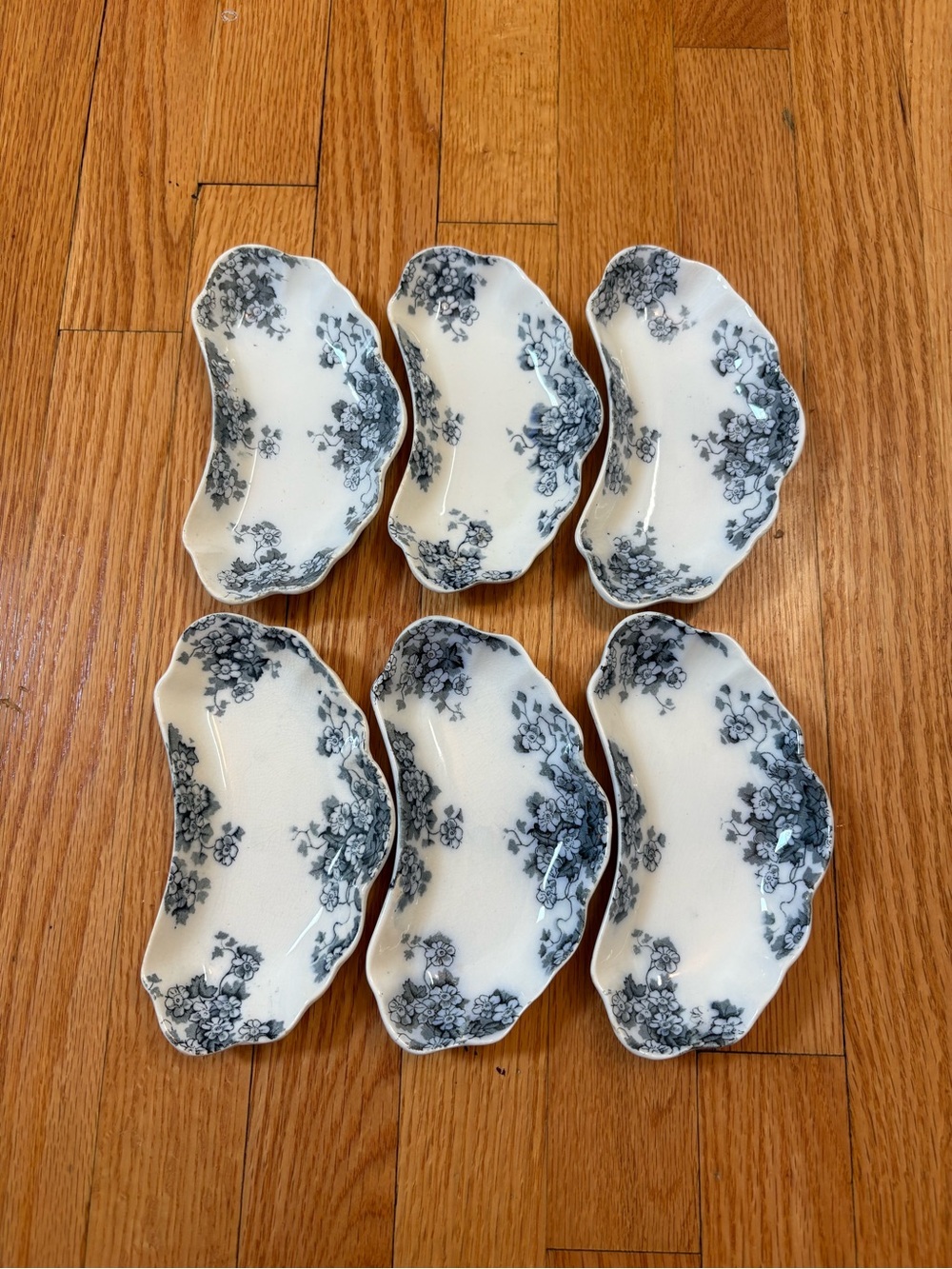 Antique Alfred Meakin Bone Dishes England Blue Floral Set of 6